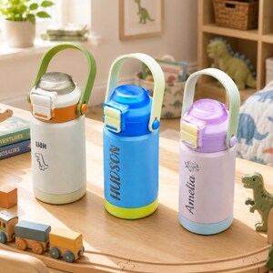 Back to School Gifts, Personalized Kid Water Bottle with Straw, Engraved Kids Name Tumbler [KT02] [R] image 9