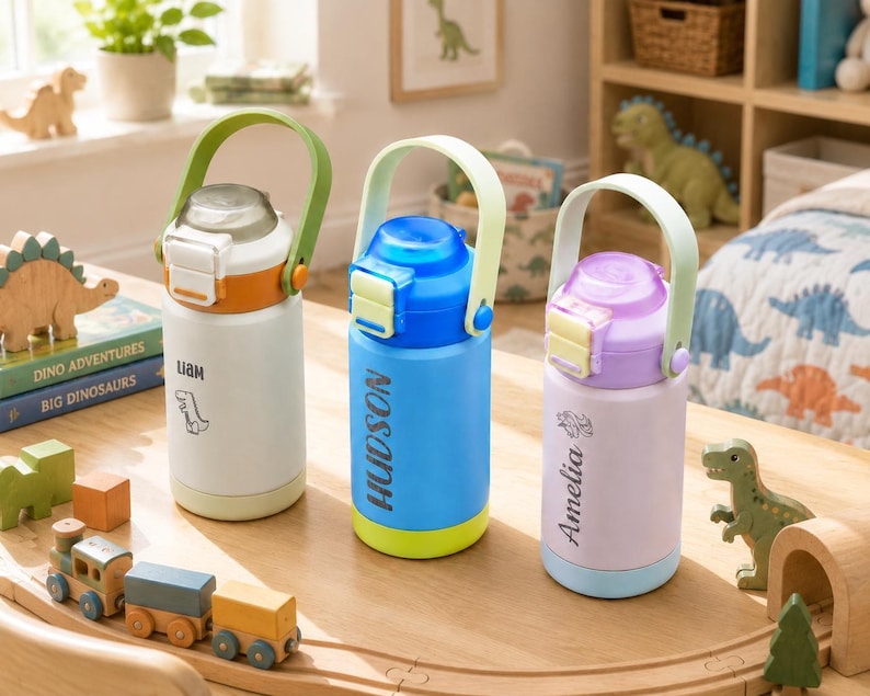 Back to School Gifts, Personalized Kid Water Bottle with Straw, Engraved Kids Name Tumbler [KT02] [R] image 9