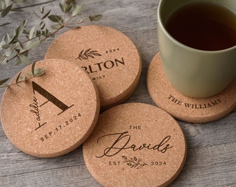 Personalized Cork Coaster Set of 100 | Wedding Favors for Guests | Wedding table decor | Party pack coasters | Monogram Coaster Set