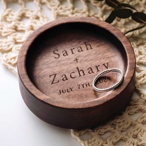 Personalized Wooden Ring Dish, Custom Jewelry Dish, Engraved Ring Holder, Personalized Gift for Her image 4