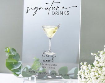 Personalized Wedding Bar Sign, His and Hers Signature Drinks Arch Sign, Signature Cocktail Menu, Personalized Wedding Bar Sign, Bar Menu