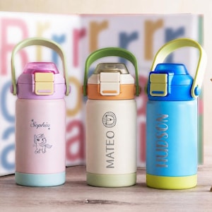 Back to School Gifts, Personalized Kid Water Bottle with Straw, Engraved Kids Name Tumbler [KT02] [R] image 2