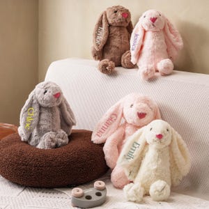 Spersonalizowany prezent dla dziecka, Spersonalizowany króliczek, Spersonalizowana pluszowa zabawka, Spersonalizowany króliczek Jellycat, Monogramowany króliczek na baby shower
