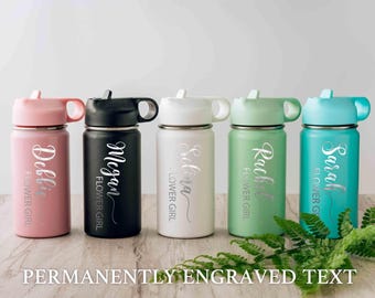 Flower Girl Proposal Gifts, Engraved Water Tumbler with Name, Flower Girl Ring Bearer Water Bottle, Back to School Gift Ideas, Gift for Kids