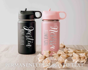 Flower Girl Ring Bearer Water Bottle | Flower Girl Proposal Gifts | Engraved Water Tumbler with Name | Junior Bridesmaid Ring Bearer Gift