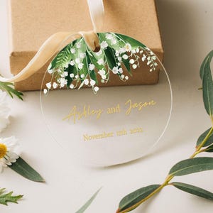 Personalized Acrylic Engagement Ornament, Engagement Gift, Keepsake, Custom Couple Wedding Ornament, Christmas Gift for Mom,Wedding Gifts