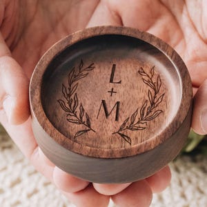 Wood Ring Dish Personalized, Engagement Ring Dish,Wedding Ring Holder, Custom Jewelry Dish - Gift for Mom Her image 1
