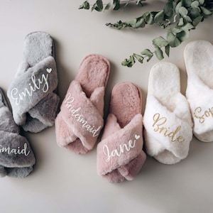 Bridesmaid Slippers, Custom Slippers, Bridesmaid Proposal, Bridal Slippers, Bachelorette Party Gifts, Bridal Party Gifts