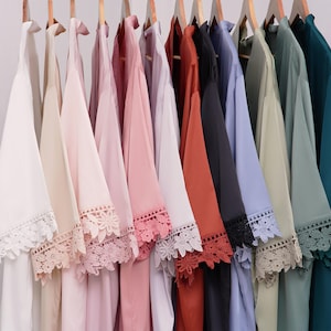Bridesmaid Robes, Bridesmaid Lace Robes, Lace Bridal Robes, Bridal Party Robes, Satin Robes, Something Blue for Wedding, Blue Robes &lt;2D&gt;