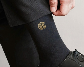 Personalized Groomsmen Socks: Embroidered Monogram Dress Socks for Men,