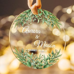 Custom Couple Gift, Wedding Ornament, Bridal Shower Gift, Personalized Engagement Ornament, Engagement Gift, Wedding Keepsake, Bride Gift