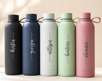 Personalized Tumbler with Strap 17oz Bulk, Custom Water Bottle, Bridesmaid Gifts, Gift for Her