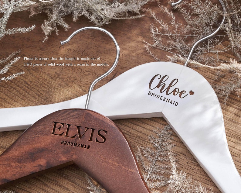 Personalized Bridesmaid Hangers Bride Hangers Wedding Dress Hangers Custom Name Engraved Wooden Hanger Bridesmaid Proposal zdjęcie 5