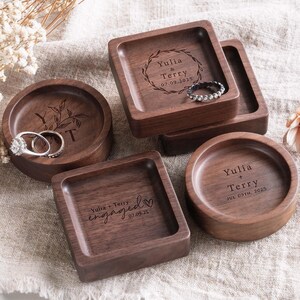 Wood Ring Dish Personalized, Engagement Ring Dish,Wedding Ring Holder, Custom Jewelry Dish - Gift for Mom Her image 8
