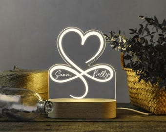 Wedding Gifts for Newlywed | Custom Name LED Sign | Valentines Gift for Him | Personalized Night Light | Engagement Gifts Couples Gift