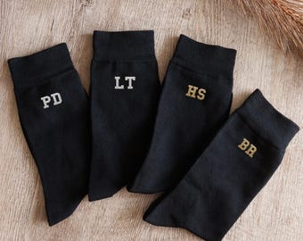 Custom Groomsmen Socks, Best Man Proposal, Monogram Mens Dress Socks [R]