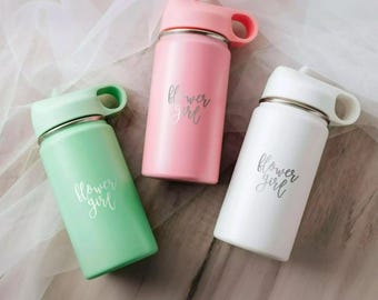 Kid Water Bottle, Flower Girl Proposal, Back to School Tumbler with Name, Junior Bridesmaid Gift [R]
