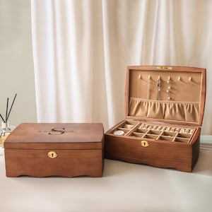 Personalized Jewelry Organizer, Wooden Jewelry Box With Lock, Personalized Gift for Her, Mother's Day Gift for Her,Holiday Gift,Gift for Mom