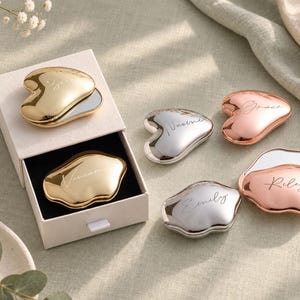 Personalized Heart Compact Mirror, Cloud Pocket Mirror with Name, Engraved Makeup Mirror, Bridesmaid Proposal, Christmas Gift for Her