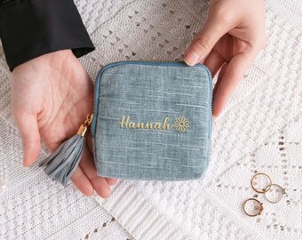 Travel Jewelry Case, Personalized Jewelry Case, Custom Jewelry Pouch, Jewelry Travel Organizer, Bridesmaid Gifts for Mom