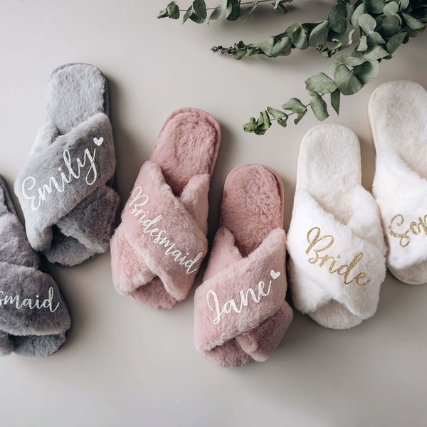 Bridesmaid Slippers | Custom Slippers | Bridesmaid Proposal | Bridal Slippers | Bachelorette Party Gifts | Bridal Party Gifts