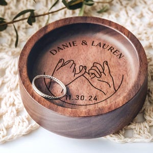 Wood Ring Dish Personalized, Engagement Ring Dish,Wedding Ring Holder, Custom Jewelry Dish - Gift for Mom Her image 10