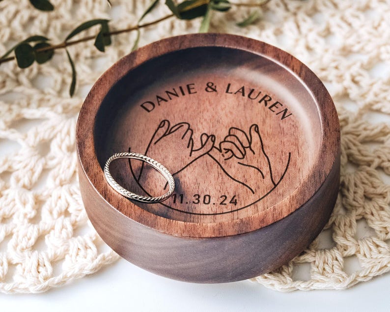 Wood Ring Dish Personalized, Engagement Ring Dish,Wedding Ring Holder, Custom Jewelry Dish - Gift for Mom Her image 10