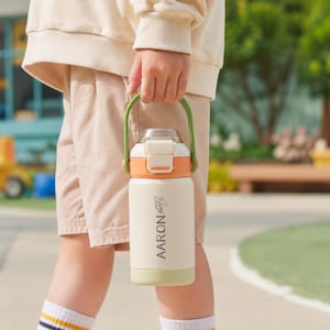Back to School Gifts, Personalized Kid Water Bottle with Straw, Engraved Kids Name Tumbler [KT02] [R] image 3