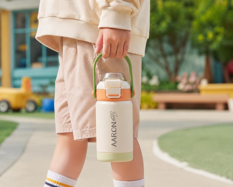 Back to School Gifts, Personalized Kid Water Bottle with Straw, Engraved Kids Name Tumbler [KT02] [R] image 3
