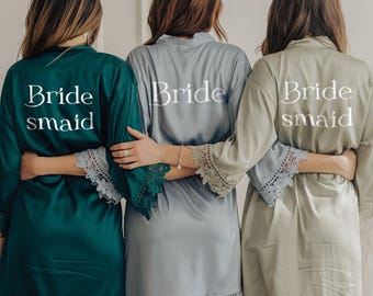 Bridesmaid Lace Robes Personalized, Bridal Party Robes, Bridesmaid Gift, Getting Ready Robe [SCL]