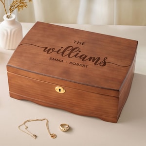 Personalisierte Holz Schmuckschatulle, Retro Schmuckschatulle, personalisiertes Geschenk für sie, Muttertagsgeschenk für Mama, Vintage Schmuckschatulle für Frauen