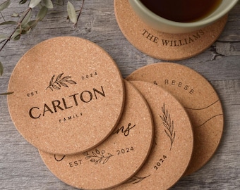 Custom Cork Coasters Set of 100, Wedding Favors for Guests, Engraved Coaster, Bridal Shower Gift,Mother&#39;s Day Gift for Her,Personalized Gift