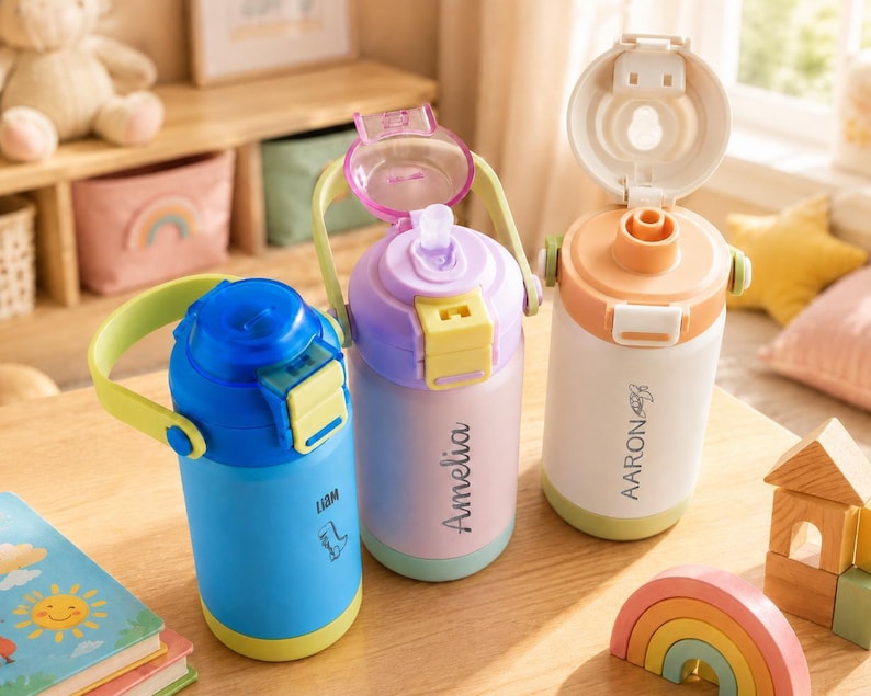 Back to School Gifts, Personalized Kid Water Bottle with Straw, Engraved Kids Name Tumbler [KT02] [R] image 10