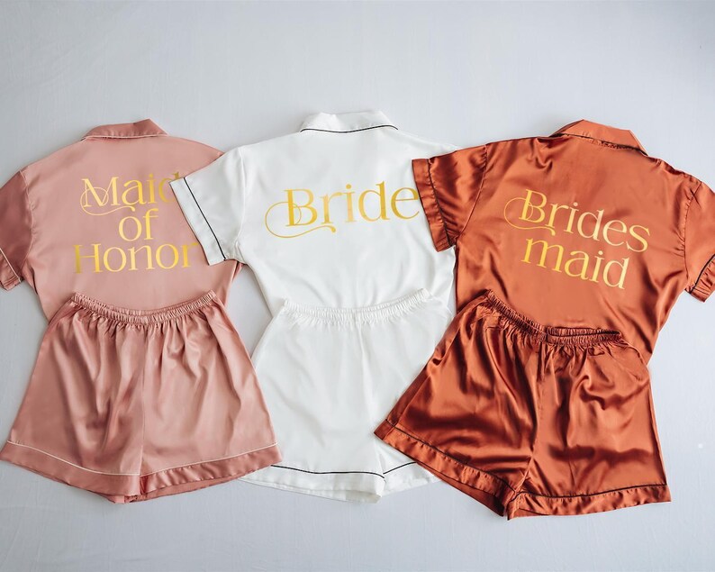 Bridesmaid Pajamas Shorts, Bachelorette Party, Bridesmaid Gifts, Bridal Party, Maid of Honor Gifts, Bridesmaid proposal [PJS] image 9