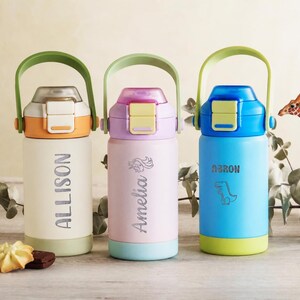 Back to School Gifts, Personalized Kid Water Bottle with Straw, Engraved Kids Name Tumbler [KT02] [R] image 8