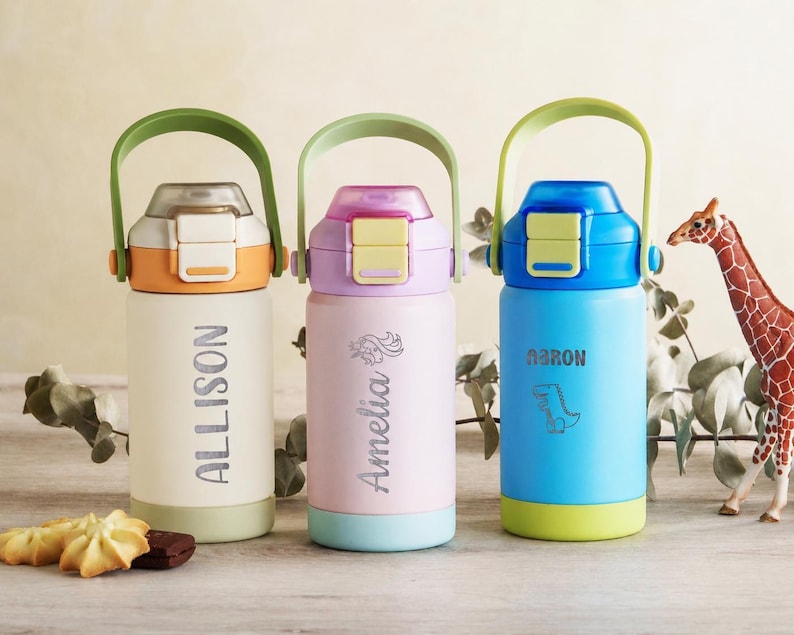 Back to School Gifts, Personalized Kid Water Bottle with Straw, Engraved Kids Name Tumbler [KT02] [R] image 8