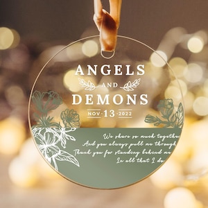 Aangepast acrylornament, gepersonaliseerd cadeau voor stel, bruiloftsornament, kerstcadeau voor moeder, verlovingscadeau, huwelijksaandenken, cadeau jonggehuwde