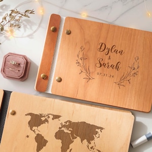 CHERRY Custom Engraved  Wood Guestbook | Wooden Wedding Guest Book | Rustic Wedding Guest Book | Wedding Photo Album | Polaroid Guestbook&lt;W&gt;