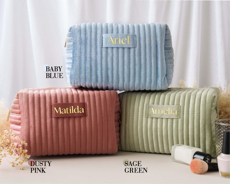 Personalized Makeup Bag, Custom Bridesmaid Gift, Best Friend Gift Idea, Custom Cosmetic Bag, Valentines Gift for Her, Personalized Gift image 2
