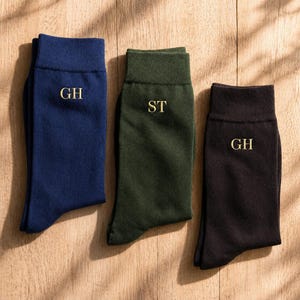 Personalized Groomsmen Socks: Embroidered Monogram Dress Socks for Men,