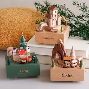 Christmas Gift for Toddler: Custom Engraved Wooden Train Music Box image 9