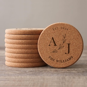 Set of 100 Personalized Cork Coaster, Wedding Favors, Wedding Coasters, Engraved Rustic Coasters, Housewarming Gifts,Mother's Day Gift