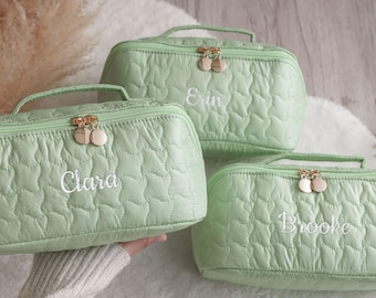 Personalized Makeup Bag, Large Capacity Embroidered Makeup Organizer,Custom Cosmetic Bag,Valentine's Day Gift for Mom,Bridesmaid Gifts