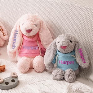 Personalized Embroidered Bunny Rabbit,Monogrammed Bunny,Newborn Baby Gift,Baby Shower Gift,Stuffed Animal,Plush Bunny Toy,Gift For Kid