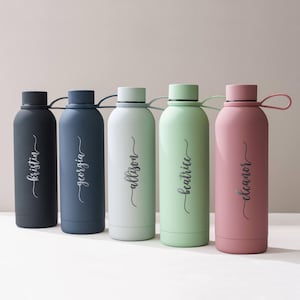 Personalized Tumbler with Strap 17oz Bulk, Custom Water Bottle Spring Bridesmaid Gifts for Mom Her, Personalized Home Gift