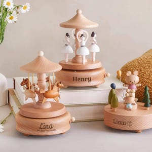 Christmas Gift for Toddler: Custom Engraved Wooden Train Music Box image 8