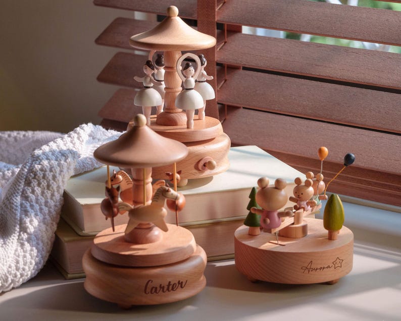 Christmas Gift for Toddler: Custom Engraved Wooden Train Music Box image 6