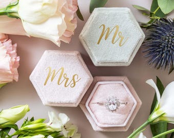 Personalized Velvet Ring Box, Custom Wedding Ring Box, Single Slot Ring Box, Engagement Ring Bearer Box, Ring Box for Wedding Ceremony
