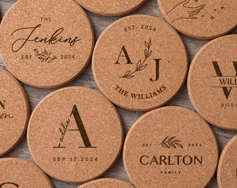 Wedding Coasters Set of 100, Wedding Keepsakes, Corporate Gifts, Engraved Personalized Coasters, Personalized Gift for Her, New Home Gifts