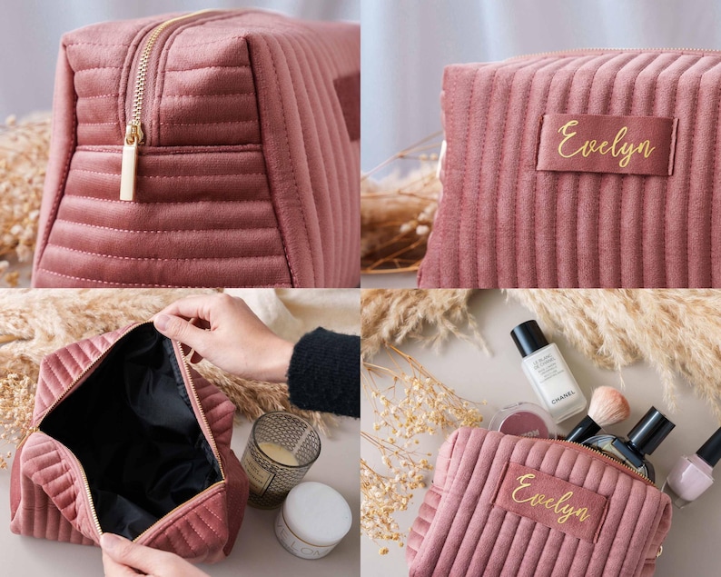 Personalized Makeup Bag, Custom Bridesmaid Gift, Best Friend Gift Idea, Custom Cosmetic Bag, Valentines Gift for Her, Personalized Gift image 9